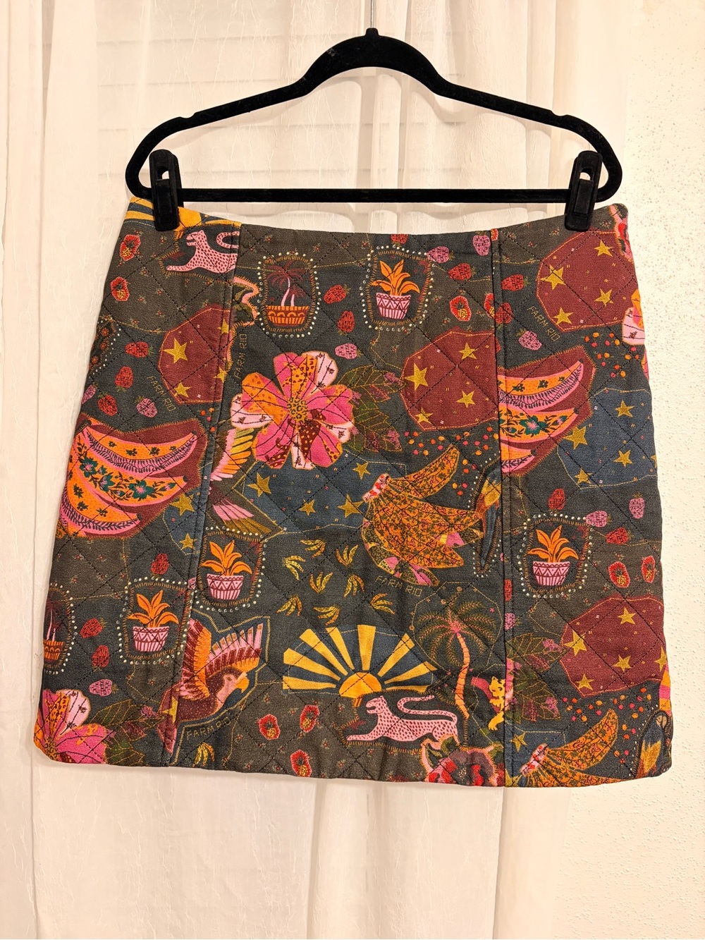 Anthropologie FARM RIO Printed Quilted Mini Skirt
